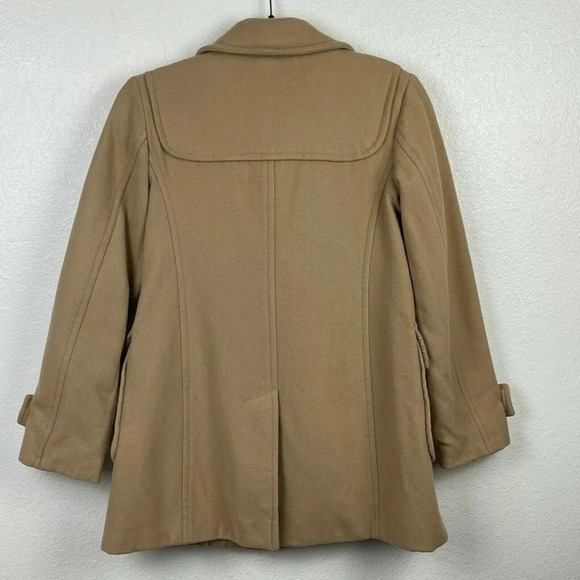 GAP Coat Women's Sz XS Duffle Toggle Collared Pocket Strap Lined Wool Brown Tan - Picture 7 of 11
